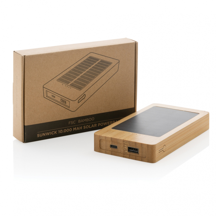Powerbank solar 10.000 mAh din bambus FSC®, incarcare rapida 10W, Sunwick [10]