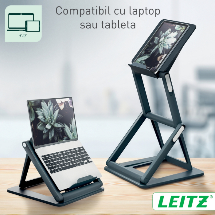 Suport ergonomic Leitz Ergo, pentru laptop, ajustabil, pozitie sezut/ in picioare, gri-carbune [9]