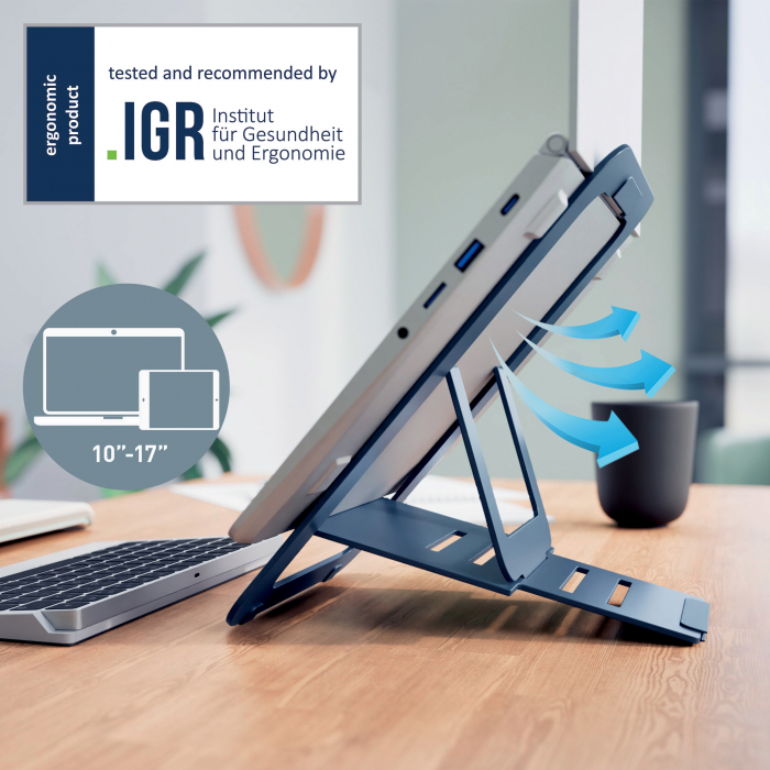 Suport Ergonomic Leitz Ergo Slim – Ajustabil, Aluminiu, Reciclabil, Gri-Carbune [2]
