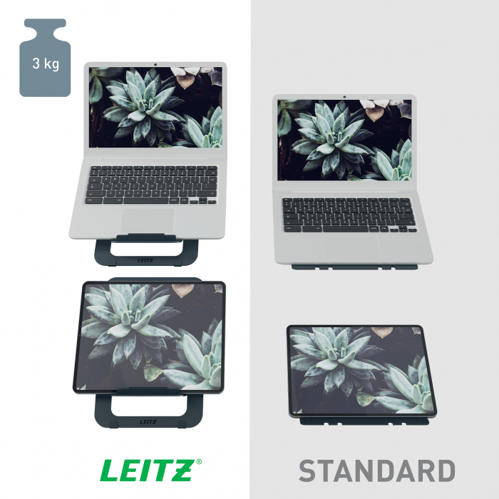 Suport Ergonomic Leitz Ergo Slim – Ajustabil, Aluminiu, Reciclabil, Gri-Carbune [4]