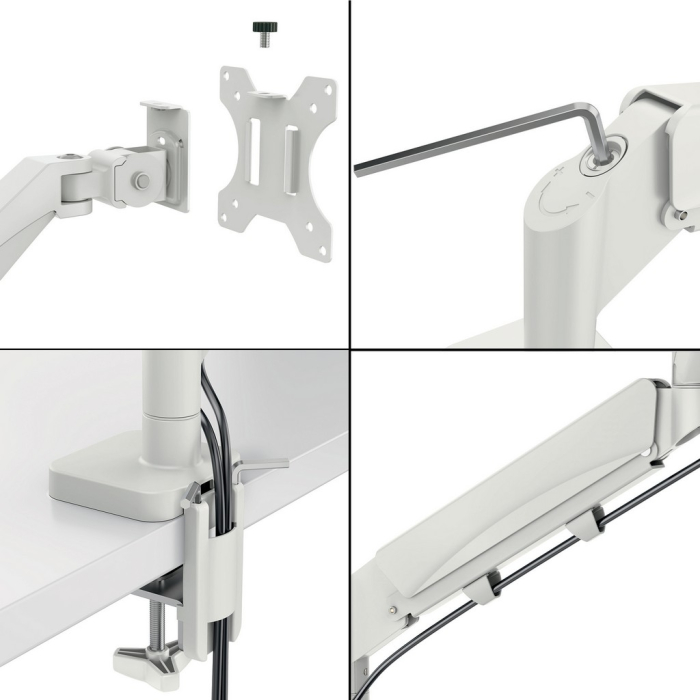 Suport pentru monitor Leitz Ergo, 2 brate ajustabile si extensibile, cu fixare pe birou, suport pentru laptop inclus, gri [4]