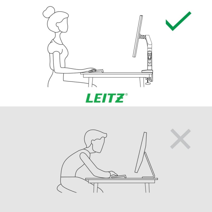 Suport pentru monitor Leitz Ergo, brat ajustabil si extensibil, cu fixare pe birou, gri [7]