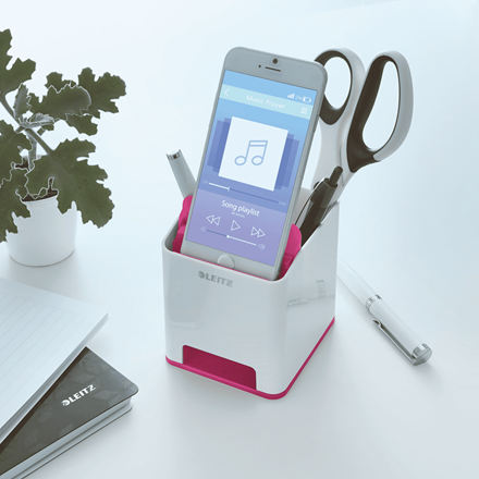 Suport pixuri Leitz WOW cu amplificare sunet albastru/alb [3]