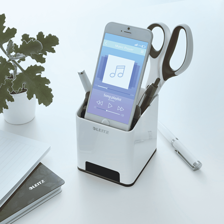 Suport pixuri Leitz WOW cu amplificare sunet albastru/alb [3]