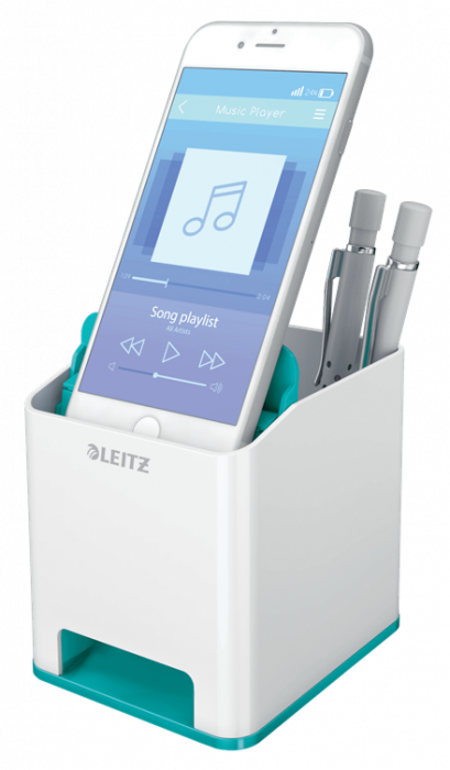 Suport pixuri Leitz WOW cu amplificare sunet albastru/alb [2]