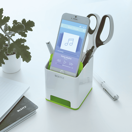 Suport pixuri Leitz WOW cu amplificare sunet albastru/alb [3]
