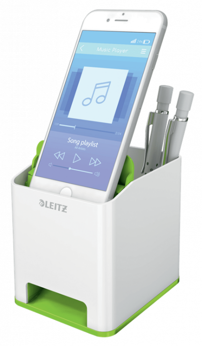 Suport pixuri Leitz WOW cu amplificare sunet albastru/alb [2]