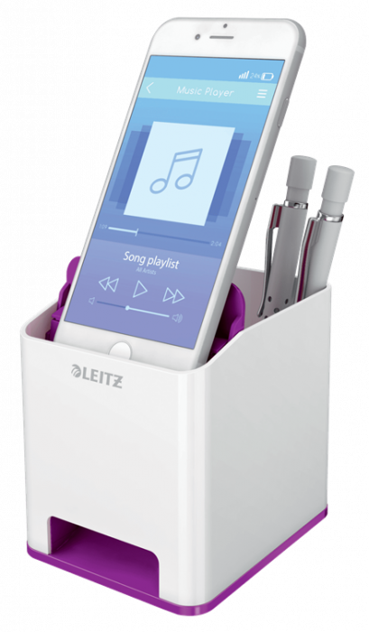 Suport pixuri Leitz WOW cu amplificare sunet albastru/alb [2]