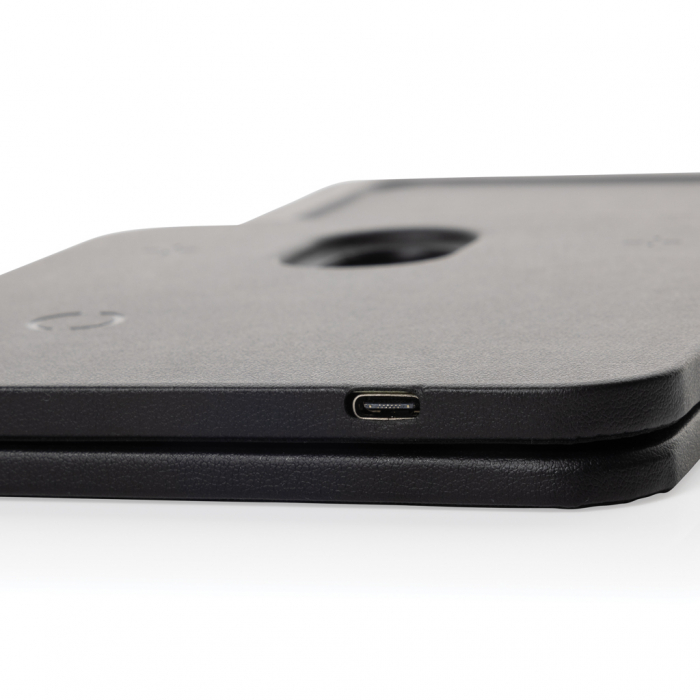 Tava de birou cu incarcare wireless 3-in-1 15W Swiss Peak, PU reciclat RCS [5]