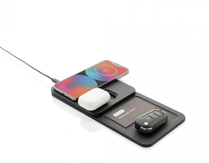 Tava de birou cu incarcare wireless 3-in-1 15W Swiss Peak, PU reciclat RCS [4]