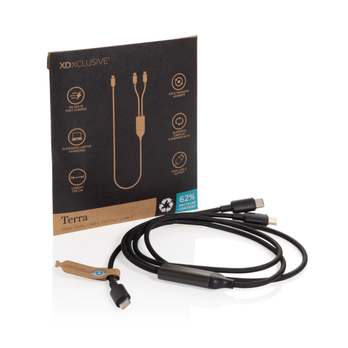 Cablu Terra RCS 100W Dual USB-C, incarcare simultana, 20W, transfer date 480 Mbps [3]