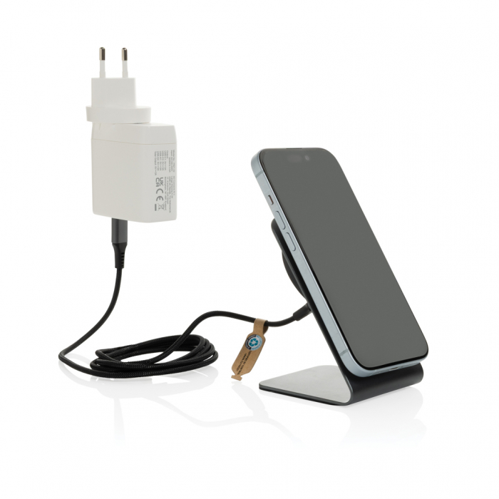Stand de incarcare wireless magnetic 15W Terra, aluminiu reciclat RCS [4]
