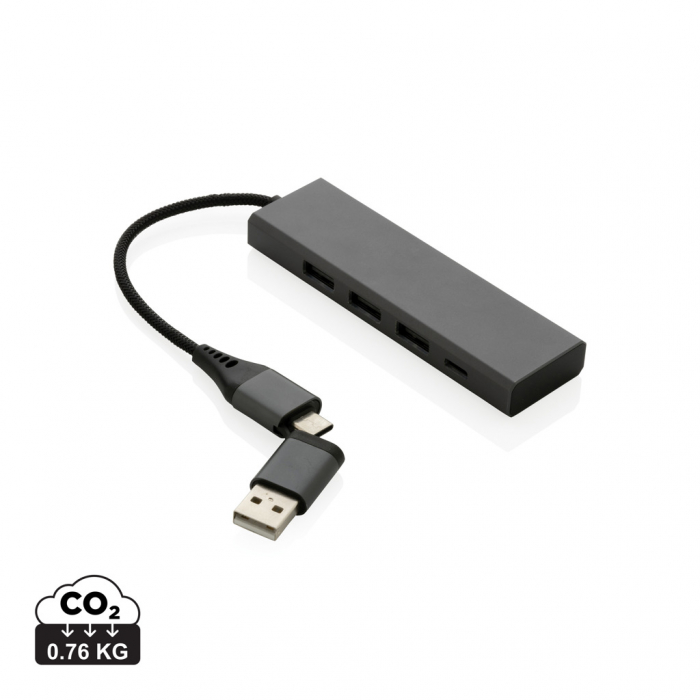 Hub USB aluminiu reciclat RCS, 3xUSB-A + 1xUSB-C – Terra [1]