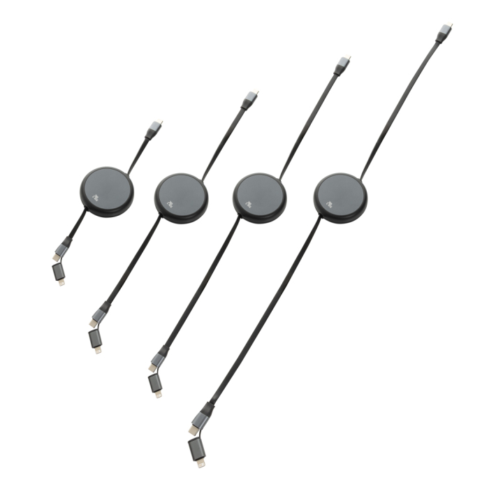 Cablu retractabil Terra RCS din aluminiu reciclat, 240W, 2-in-1 USB-C & iOS [3]