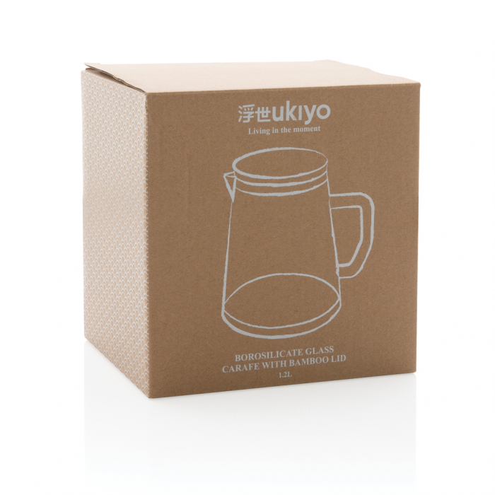 Carafa Ukiyo din sticla borosilicata cu capac bambus, 1.2L [8]