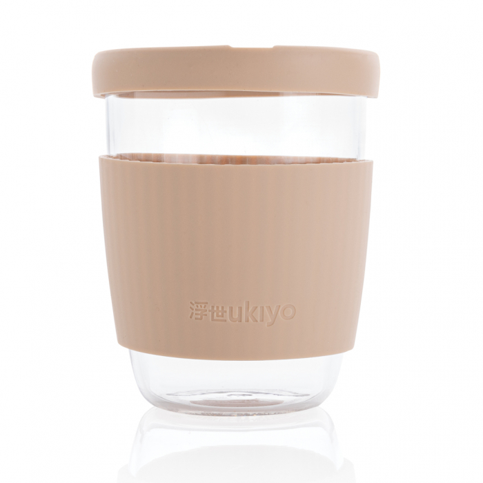 Pahar Ukiyo din sticla borosilicata cu capac si husa silicon, 360ml [3]