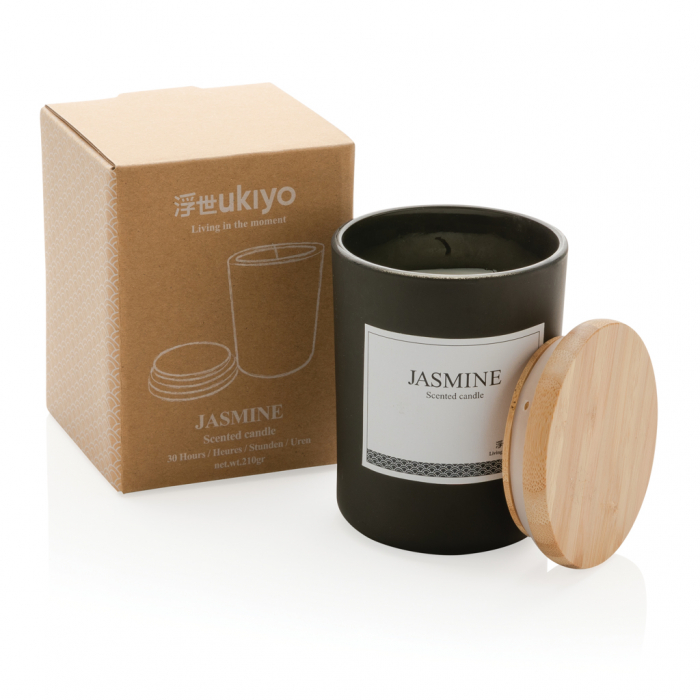 Lumanare parfumata deluxe Ukiyo cu capac bambus – iasomie, 30h ardere [3]