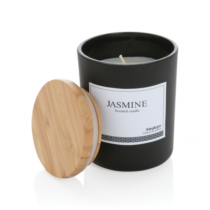 Lumanare parfumata deluxe Ukiyo cu capac bambus – iasomie, 30h ardere [2]