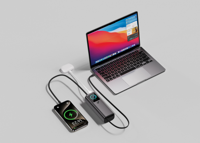 Powerbank Urban Vitamin Stanford 20.000 mAh, incarcare ultra-rapida 165W, cablu retractabil USB-C, aluminiu premium [4]