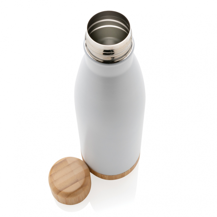 Sticla termos inox 520 ml cu capac si baza bambus [5]