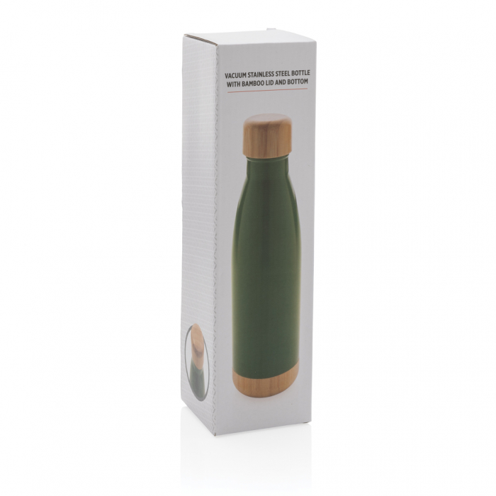 Sticla termos inox 520 ml cu capac si baza bambus [10]
