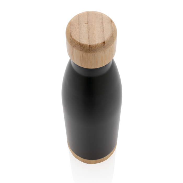 Sticla termos inox 520 ml cu capac si baza bambus [4]