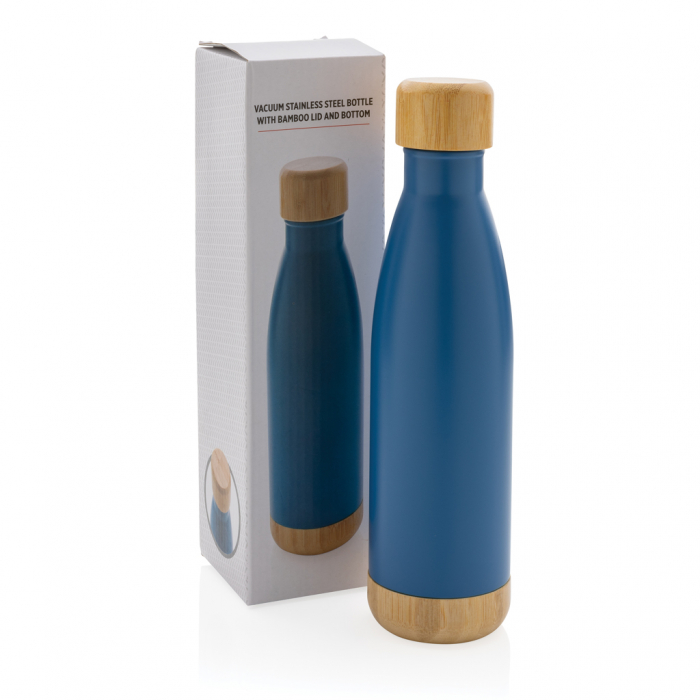 Sticla termos inox 520 ml cu capac si baza bambus [10]