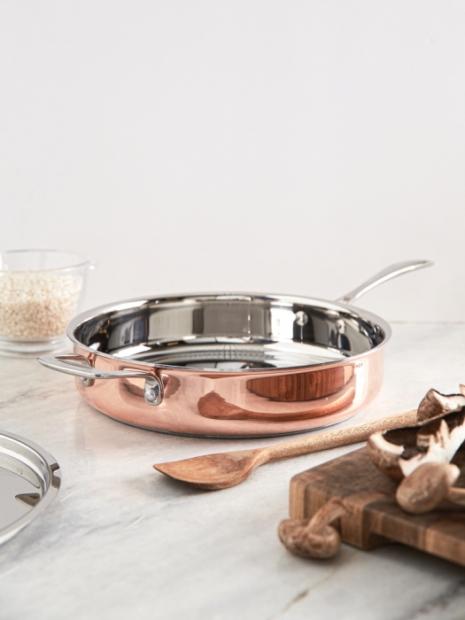 Tigaie sauté VINGA Baron cupru – tri-ply cu capac, compatibila inductie [7]
