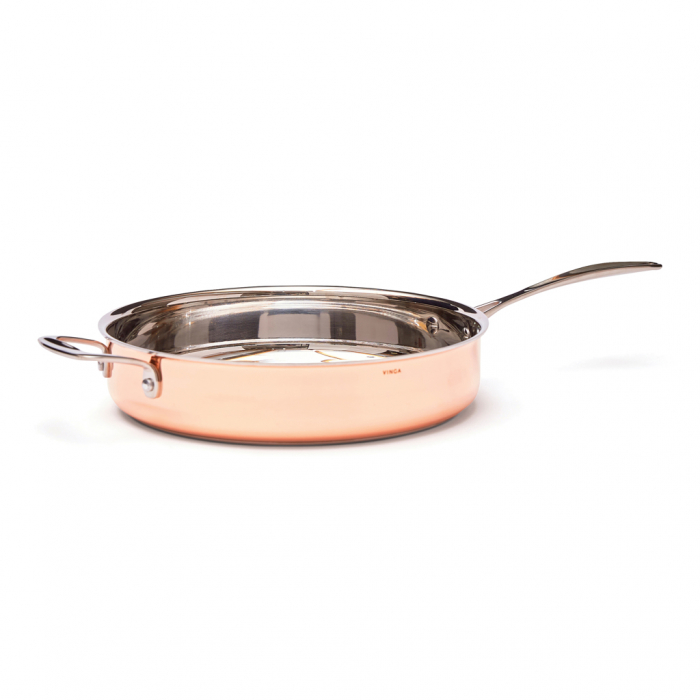 Tigaie sauté VINGA Baron cupru – tri-ply cu capac, compatibila inductie [3]