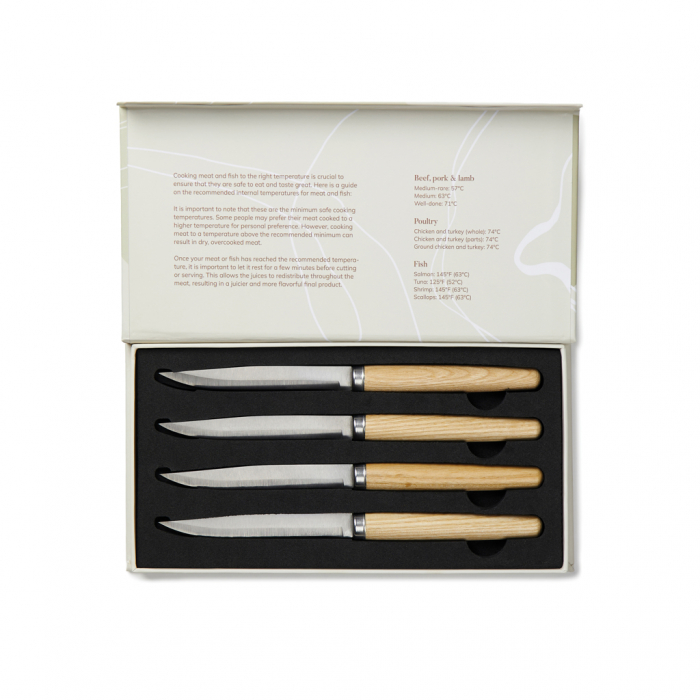 Set cutite carne VINGA Retro|4 piese inox cu maner lemn frasin [6]
