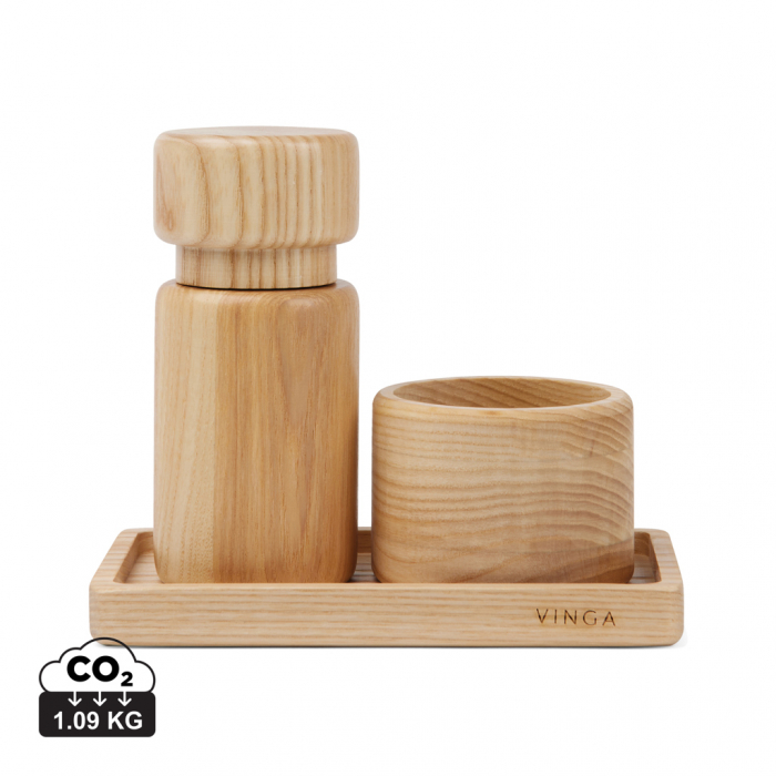 Set sare si piper VINGA Retro, 3 piese lemn FSC cu rasnita ceramica [1]