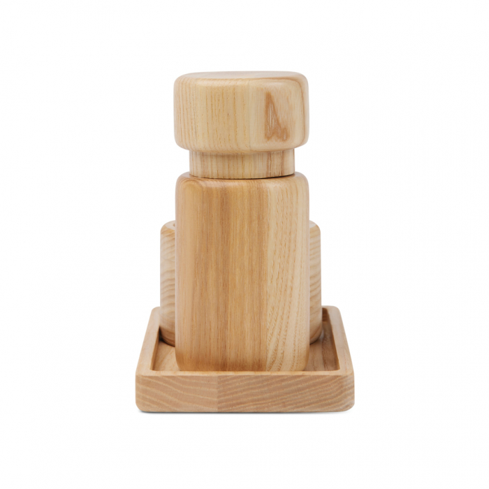 Set sare si piper VINGA Retro, 3 piese lemn FSC cu rasnita ceramica [4]