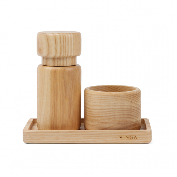 Set sare si piper VINGA Retro, 3 piese lemn FSC cu rasnita ceramica [2]