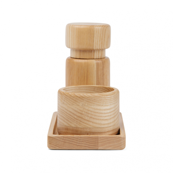 Set sare si piper VINGA Retro, 3 piese lemn FSC cu rasnita ceramica [5]