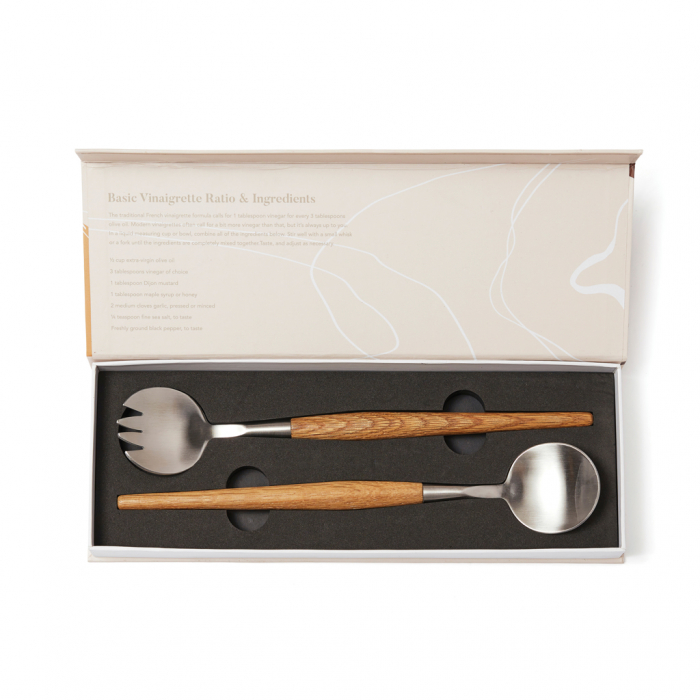 Set tacamuri servire VINGA Retro – design scandinav cu manere din stejar [10]