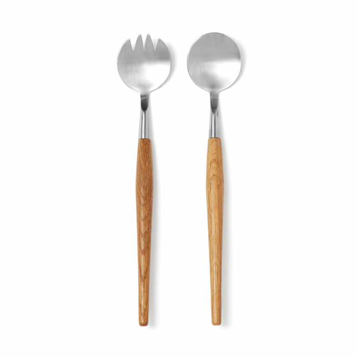 Set tacamuri servire VINGA Retro – design scandinav cu manere din stejar [2]