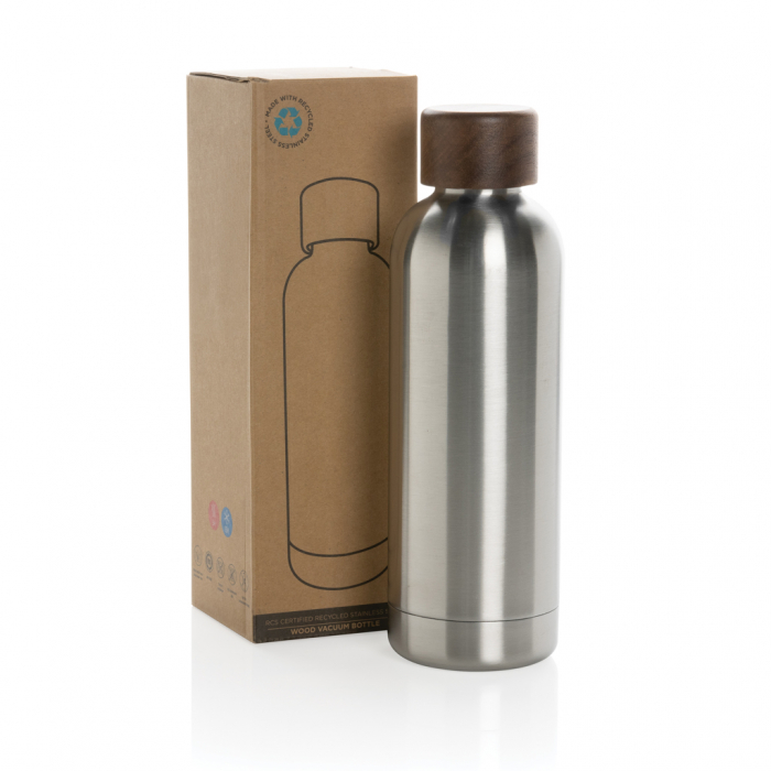 Sticla termos Wood inox reciclat RCS 500 ml cu capac lemn [9]