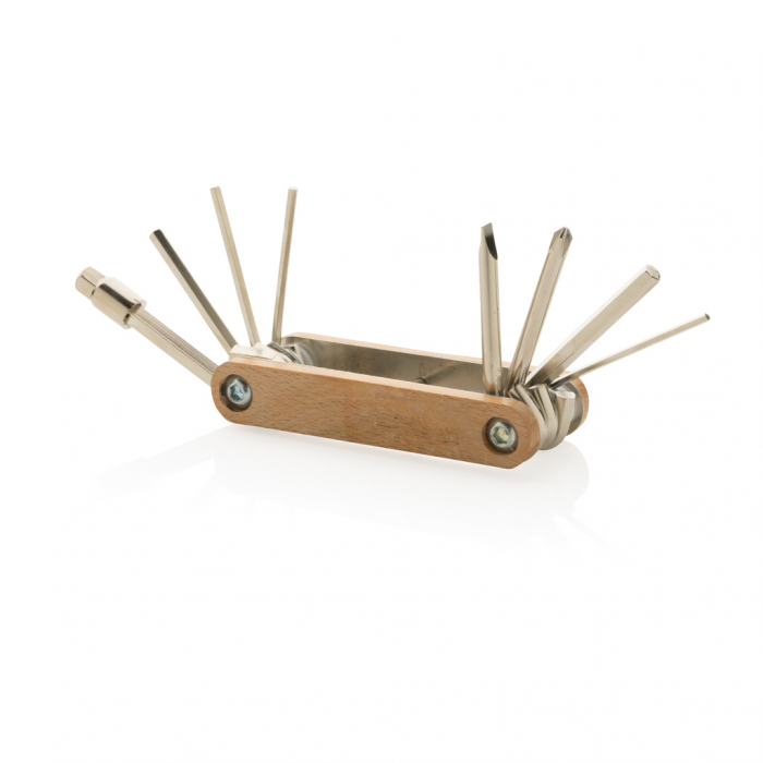 Multitool hexagonal din lemn FSC® cu 9 functii si otel carbon rezistent [2]