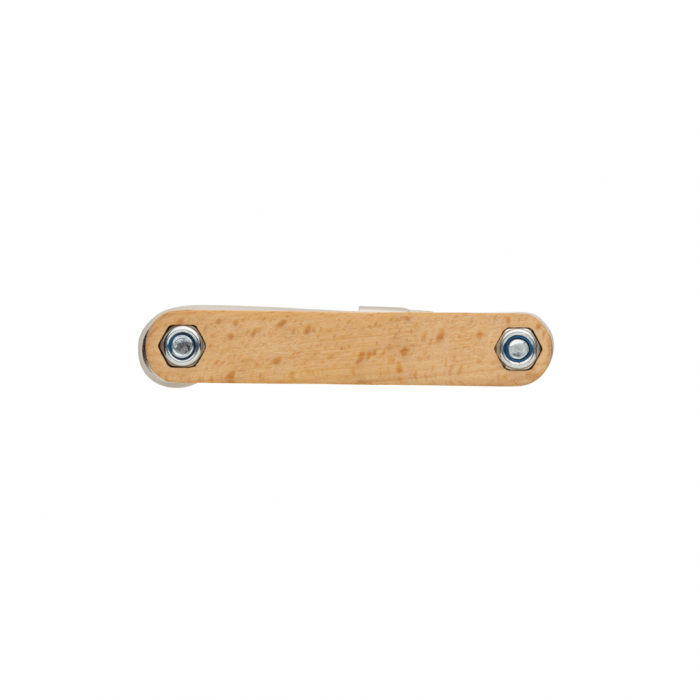 Multitool hexagonal din lemn FSC® cu 9 functii si otel carbon rezistent [4]