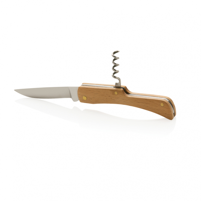 Cutit pliabil din lemn FSC® cu lama inox 420 si desfacator de sticle [2]