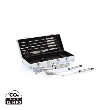 Gratare si picnic - Set ustensile gratar 12 piese in cutie aluminiu