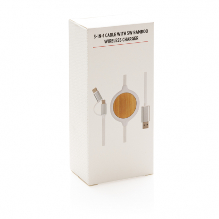 Cablu 3-in-1 cu incarcator wireless bambus 5W [8]