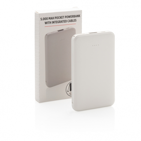 Powerbank 5.000 mAh de buzunar cu cabluri integrate, ABS [9]