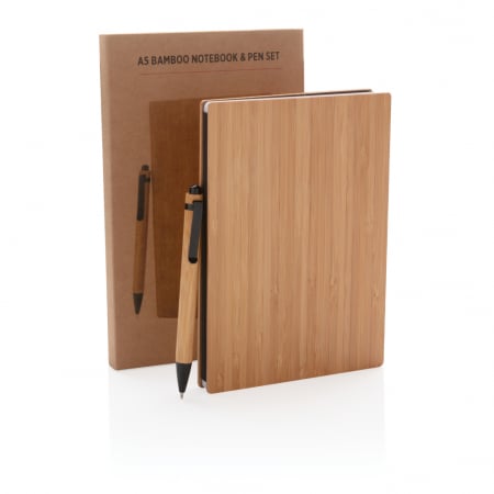 Set carnet A5 cu pix din bambus – 180 pagini, coperta tare, eco-friendly [7]