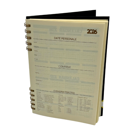 Agenda spira + Pix hartie ivory – coperta caserata, personalizare [1]
