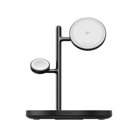 Electronice si accesorii tech - Statie incarcare wireless Anker MagGo 3-in-1, Qi2, MagSafe, 15W, iPhone, Apple Watch si AirPods 3.