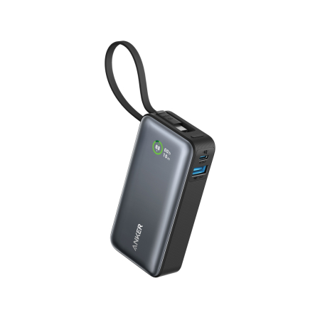 Electronice si accesorii tech - Powerbank Anker Nano 30W cu cablu USB-C integrat, ecran color, USB-C si USB-A