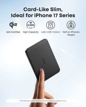 Powerbank magnetic Anker Nano MagGo 5000 mAh, Qi2 15W, USB-C 20W, ultra-subtire [5]