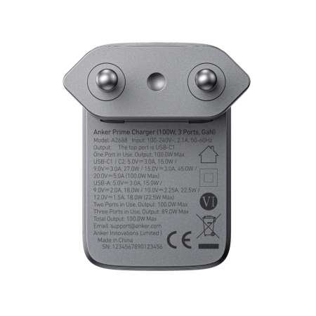 Incarcator Anker Prime GaN 100W, 3 porturi, 2 x USB-C si USB-A [3]