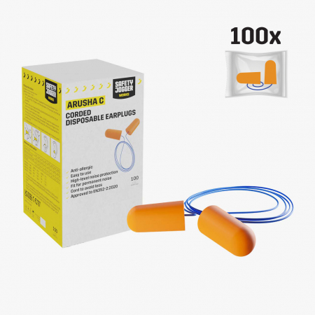 Dopuri de urechi cu fir, ARUSHA CORDE, 100 bucati, Safety Jogger [1]